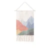 Indoor decor cotton printing geometric pattern hand-knotted tassels hippie wall hanging tapestry