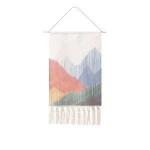 Indoor decor cotton printing geometric pattern hand-knotted tassels hippie wall hanging tapestry