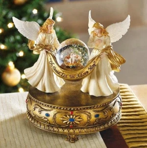 Indoor Home Polyresin Table Angel Music Box Water Ball