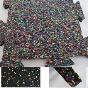 Interlocking Rubber Flooring,High Quality ,Black Rubber With Colorful Granules for sports and gym