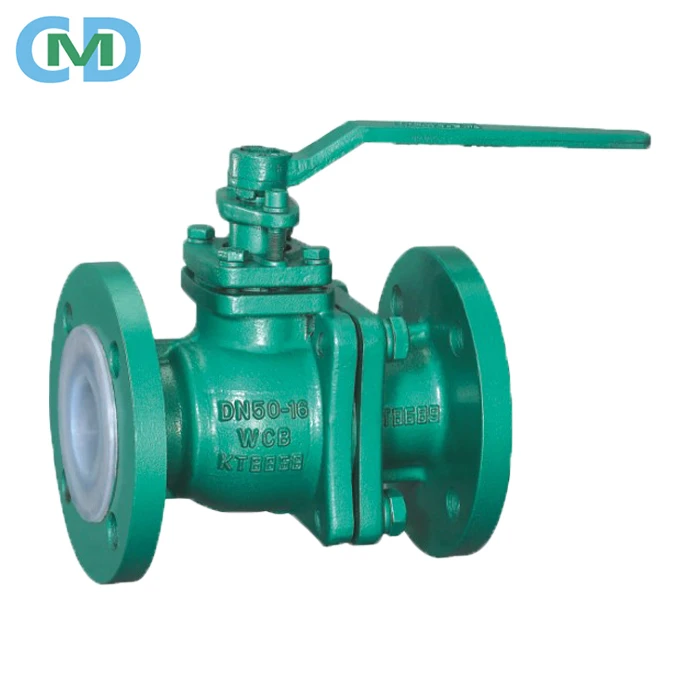 ISO 5211 DN50 WCB Two Pieces PFA Seal Lined Ball Valve with Lever