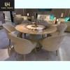 Italian Latest Round Modern 6 Seater Table Set New Design Dining Table Set