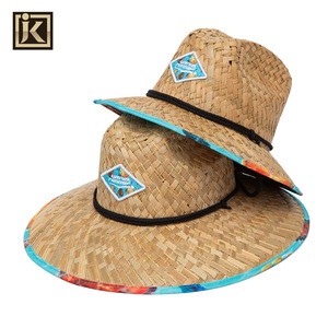 JAKIJAYI brand wholesale custom logo adult kids natural straw hat custom lifeguard beach straw hat