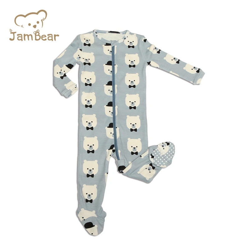 Jambear Baby Rompers Two-way Zip Rompers Baby Climbing Clothes Non-slipon Long Sleeve Organic Bamboo Fiber Knitted Fabric Unisex