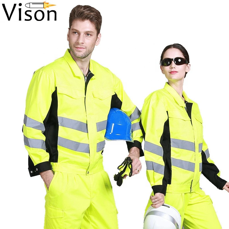 Japanese reflective power municipal engineering road construction workwear uniforms clothing overalls set security clothes guard