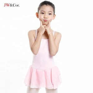 JW Girls training dancewear dance ballet leotard pink child dance leotard with skirt