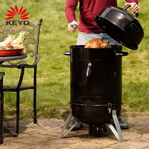 KEYO 18" Outdoor Camping Heavy Duty Barbecue Vertical Barrel Bbq Smoker