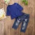 Import Kid clothing frock designs children clothes girls set with top and hole jeans from China