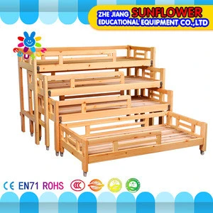 Kindergarten Furniture Wooden Kids Bed, Kids Daycare Beds, Kids Four-Layer Push-and-pull Bed Sliding Bed