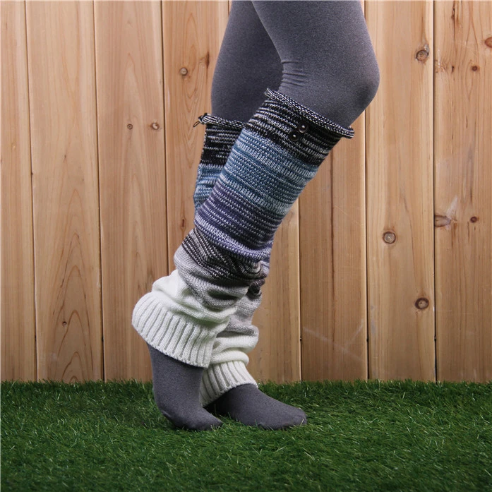 Knitted Colored Spliced Stay Warm Leg Warmers  Ankle Socks Foot Cover Fashion Women Accessories