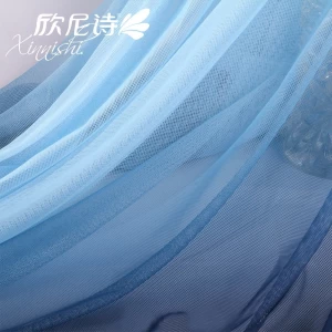 Knitting Mesh Fabric Gradient Blue 93%Polyester 7%Spandex 4 Way Stretch Underwear Fabric for Female