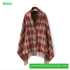 KR030  Winter fashion woman knitted scarf shawl with buttons