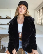 Ladies mid-length fur coat winter fashion warm top coat women's short loose large size winter knitted sweater shawl