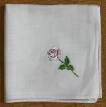 Ladies' white handkerchief with flower embroidery