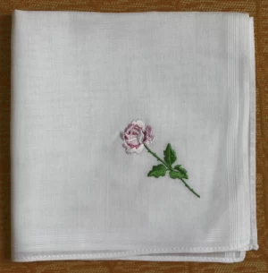 Ladies&#x27; white handkerchief with flower embroidery