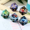 Large 33mm D20 Dice Resin Dragon Eye Liquid Core D20 Dice Single 20 Sided Polyhedral D&d Dice for DND Purple