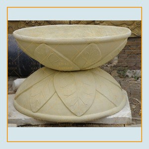 Large outdoor white marble flowerpot stone garden planter urn for sale