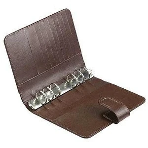 Leather file clip, document folder with 6-clip ring binder