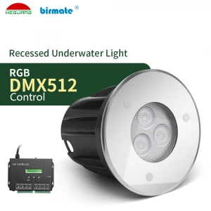 led underwater lamps 3W DC24V RGB DMX512 Control Round Recessed Led Swimming Pool Underwater Lights