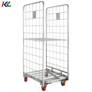 Logistic Hand Pallet Roll Cart Metal Storage Warehouse Cage Carts Roll Trolley
