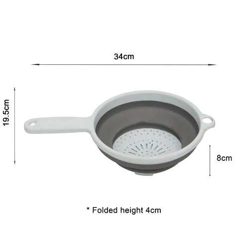 Long Handle Kitchen Accessories Sifter Tools  Round Folding Vegetable Fruit Washing Drain Basket