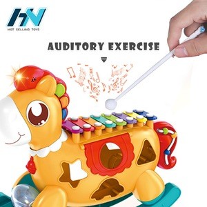 lovely rocking horse shape 8 notes knock piano xylophone baby musical toy