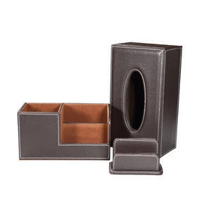 Luxury Leather Wood Desk Men Office Gift Set