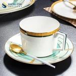 Luxury 300ml Bone China Coffee Cup & Saucer Ceramic Tea Mug Dinnerware for Wedding and Restaurant Tableware  for Table Settings