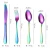 Import Luxury tableware stainless steel cutlery set kitchen metal dinnerware set knife fork spoon chopsticks straw dinner set with bag from China