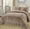 Luxury warm super soft faux fur PV plush patchwork comforter sets quilt bedcover