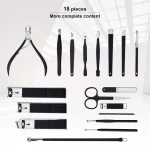 Manicure Pedicure Set Matte Black Coating Nail Tools Kit Toe Nail Clippers With Portable Case Beauty Tools