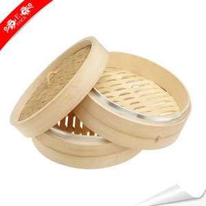 Manufacturer mini square bamboo steamer with stainless steel banding