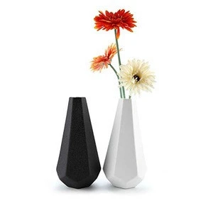 Matte Ribbed Hexegan Ceramic Home Decor Flower Vase