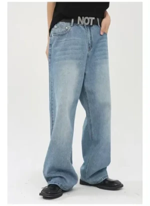mens jeans denim Streetstyle oversized unisex ultra baggy jeans men Straight blue wide leg jeans for men