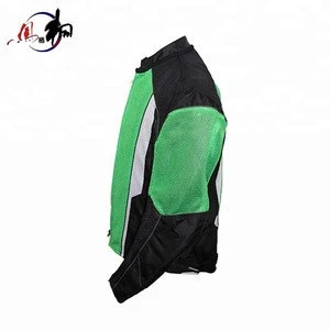 Mesh fabric green motorcycle jacket for hot weather