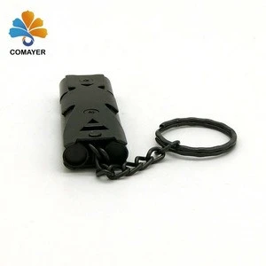 Metal Double Pipe High Decibel Outdoor Emergency Survival Whistle with Keychain