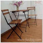 metal furniture with metal frame and acacia slats for outdoor setting