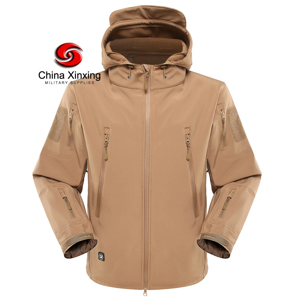 Military desert sharkskin jacket for outdoor waterproof fabric breathable function color khaki CF01
