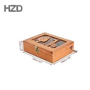 Mini Mechanical DIY Wooden Crafts Case Hand-cranked Music Box for Gift