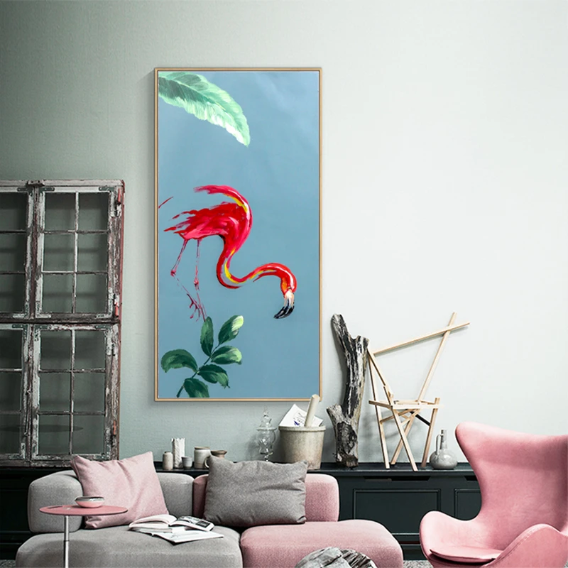 Modern Customized Abstract Oil Painting On Canvas Handmade Flamingo Wall Art Picture Room Decoration Painting
