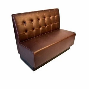 Modern Fast Food Restaurant Booth Seating, Leather Wooden Dining Booth