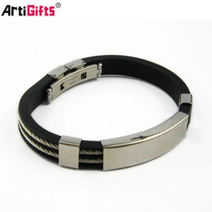most popular stainless steel and silicone bracelets for promotion gift