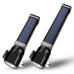 Most powerful led flashlight usb rechargeable solar torch hand lamp 18650 battery super flashlight with safety hammer