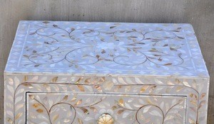 Mother of pearl inlay 3 drawer bedside Table indian Handmade Bohemian Style Contemporary nightstand jodhpurs Style