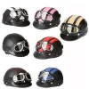 Motorcycle Helmet 54-60cm Half Face Leather Helmet Visor UV Goggles Motorcycle Helmets for Motorcycle Biker Cruiser Scooter