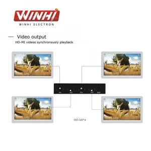 MPC1080P-4PO WINHI 4 channel HD digital signage USB playback video player lcd monitor media box for advertising in TV shops