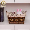 Multi-functional willow and woodchip woven storage basket with liner