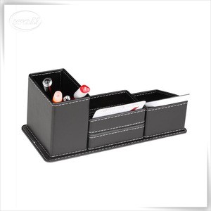 Multifunctional PU Leather Office Desk Organizer Business Card/Pen/Pencil/Mobile Phone/Stationery Holder