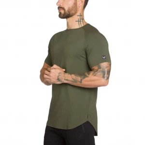 Muscle t shirt  men  crew neck fitness exercise leisure running training short sleeve loose men shirt