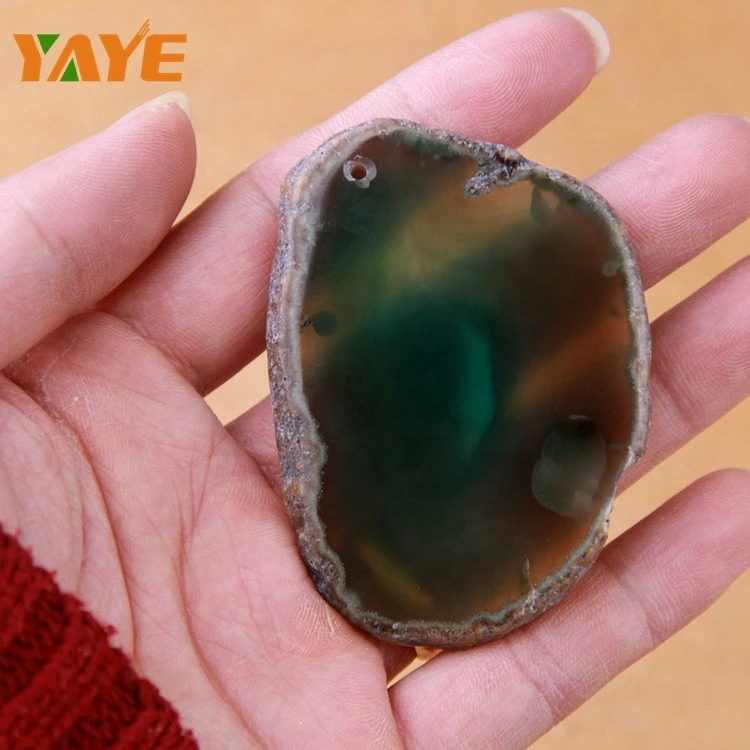 Natural Raw Emerald stone Pendant Accessory Agate Slice Pendant